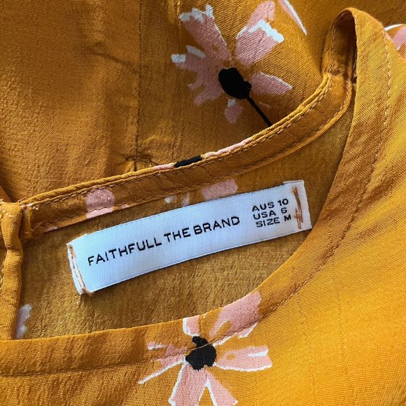 Faithfull The Brand Emilia Floral Midi Dress Orange Pink Women's Size M Medium - Picture 4 of 12